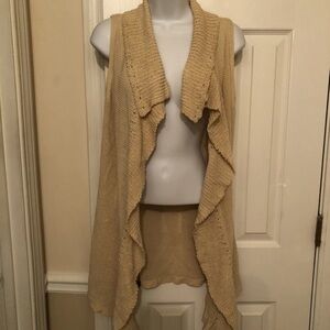 Worth Cream Open Front Sleeveless Sweater